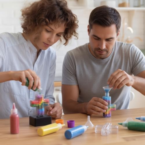 Teyva 90 Pcs Sand Art Cross Craft Kit, 24 Bottles 12 Sand 24 Funnels