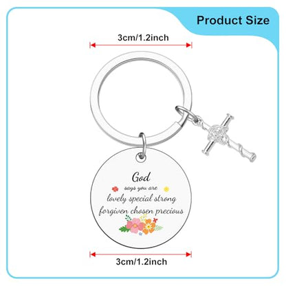 Heigebi Christian Keychain for Women Bible Verse Keychain for Daughter Sister Mom Inspirational Jewelry Christening Keychains - color: Christian Keychain 1
