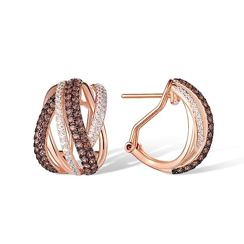 Santuzza 925 Sterling Silver Twisted Omega Back Earrings for Women - color: Irregular