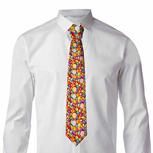 Black Dots Men's Neckties Retro Classic Circle Geometry Men's Tie for Mens Teens Business Work Casual Wedding Party - color: Fun Candy