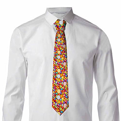 Black Dots Men's Neckties Retro Classic Circle Geometry Men's Tie for Mens Teens Business Work Casual Wedding Party - color: Fun Candy