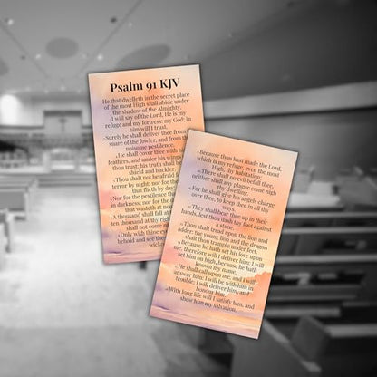 Lashicorn Psalm 91 Full Bible Verse KJV Wallet Card 50pk 2x3.5” Encouragement King James Version Fundamentalist Memory Scripture Bulk Handout