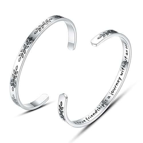 TONY & SANDY Cuff Bracelets for Women Teen Girls Best Friend Sister Mom Daughter Granddaughter Easter Birthday Mother's Day Christmas Stocking Stuffers for Teen Girls Women Jewelry - style: 0 - Friend Gifts - A true friendship is a journey without an end
