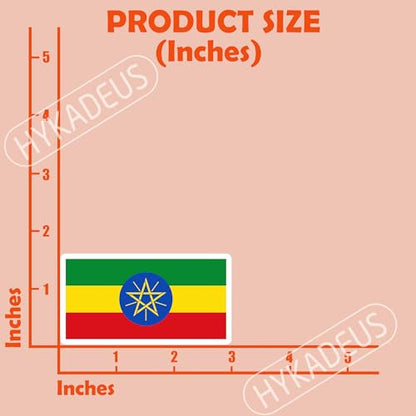 (3Pcs) Ethiopia Flag Sticker – Ethiopian Stickers National Flags Waterproof Vinyl Decals for Laptop, Water Bottle, Scrapbook, Phone Case, Luggage, Hard Hat, Helmet, 3" x 1.6" - color: Ethiopia