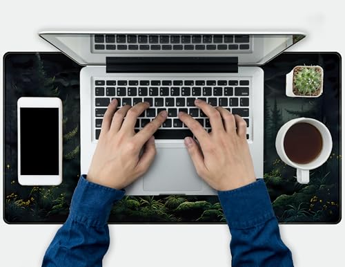 Cute Dark Gloomy Forest Desk Mat, Gothic XXL Large Extended Gaming Mouse Pad Mat, Non-Slip Rubber Base Mousepad Computer Keyboard and Mouse Mat, Desk Pad with Stitched Edges, 31.5x15.75 in - color: Dark Gloomy Forest