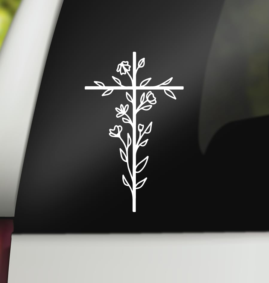 Floral Cross Car Vinyl Decal