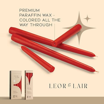 Leor & Lair Red Taper Candles, 12 Pack, 10" Christmas Candlesticks - color: Red
