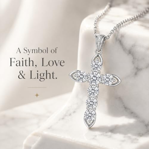 Cross Necklace 18k Gold Plated Christian Faith Jewelry Gift for Women - color: Cross-Silver