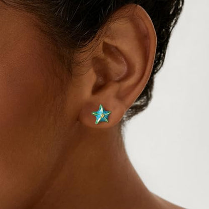 Cute Stud Earrings for Women Dachshund Koi Fish Sea Star Sea Turtle Sea Conch Earrings 14K Gold Plated Dainty Stud Earring funky Jewerly - color: Gold Sea Star