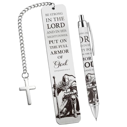 Armor of God Book Mark, Metal Christian Gift for Men with Pen and Box - style: Armor of God