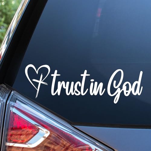 Sunset Graphics & Decals Trust in God Decal Vinyl Car Sticker Jesus | Cars Trucks Vans Walls Laptop | White | 7.5 inches | SGD000416