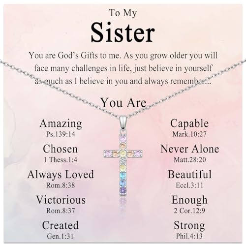 Cross Necklace for Little Girls Catholic Christian Religious Gifts - color: To My Sister