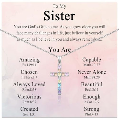 Cross Necklace for Little Girls Catholic Christian Religious Gifts - color: To My Sister