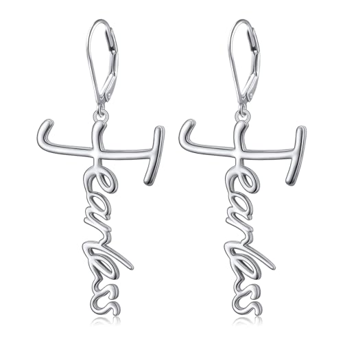 925 Sterling Silver Infinity Love of God Simple Dainty Faith Cross Dangle Earrings Religious Gift for Women - color: Fearless