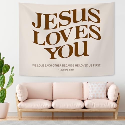 KAIOUS Jesus Loves You Christian Wall Hanging Tapestry, 50x58 - color: Jesus Loves You, size: 58"L x 50"W