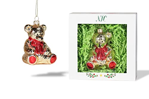 | Golden Teddy Bear Glass Ornament | Baby Collection - color: Gold