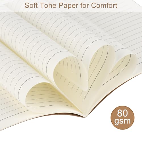 ZCZN 5 Pack A5 Kraft Notebooks Bulk, 8.15x5.5 Inches Lined Paper Journaling Notebooks, Notebooks for Work, Composition Notebooks for School, Journal Notebooks for Office, 60 Pages