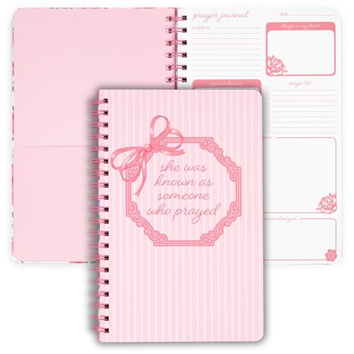 Steel Mill & Co Cute Floral Spiral Notebook Journal for Notes, 10.5" x 7.5" Prayer Journal and Church Notes Journal for Women with Durable Hardcover and 60 Lined Pages with Prompts (Someone Who Prayed) - color: Someone Who Prayed