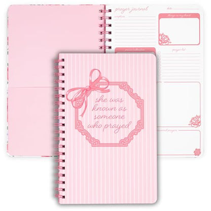 Steel Mill & Co Cute Floral Spiral Notebook Journal for Notes, 10.5" x 7.5" Prayer Journal and Church Notes Journal for Women with Durable Hardcover and 60 Lined Pages with Prompts (Someone Who Prayed) - color: Someone Who Prayed