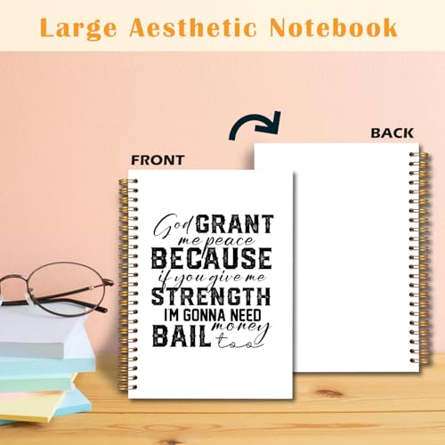 JINYO Funny Christian Notebook for Women Men, God Grant Me Peace Bible Journal, Religious Prayer Journal for Woman, Church Notes Notebook, Scripture Spiral Notebooks 5.5x8.3 Inch - color: white God Grant Me Notebook
