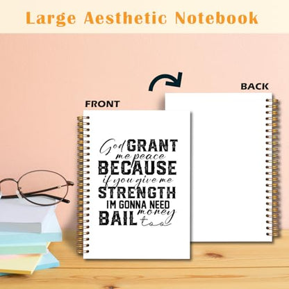 JINYO Funny Christian Notebook for Women Men, God Grant Me Peace Bible Journal, Religious Prayer Journal for Woman, Church Notes Notebook, Scripture Spiral Notebooks 5.5x8.3 Inch - color: white God Grant Me Notebook