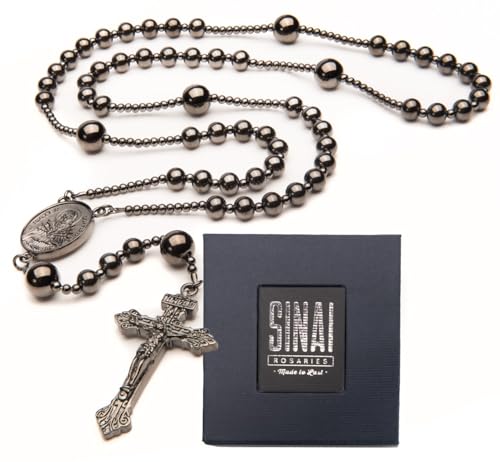 Gun Metal World War I Seven Sorrow Original Solid Stainless Steel Rosary Beads Catholic