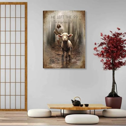 Framed-Jesus Saves the Lost Lambs Canvas Wall Art,16x24in - color: Jesus Lamb, size: 24"L x 16"W