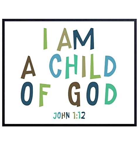 I Am A Child Of God - Christian Wall Art for Boys Bedroom, Toddler Baby Boy Room Decor - Boys Nursery Decor - Scripture Wall Decoration - Bible Verse Art - Religious Gifts for Kids - Little Kids Room