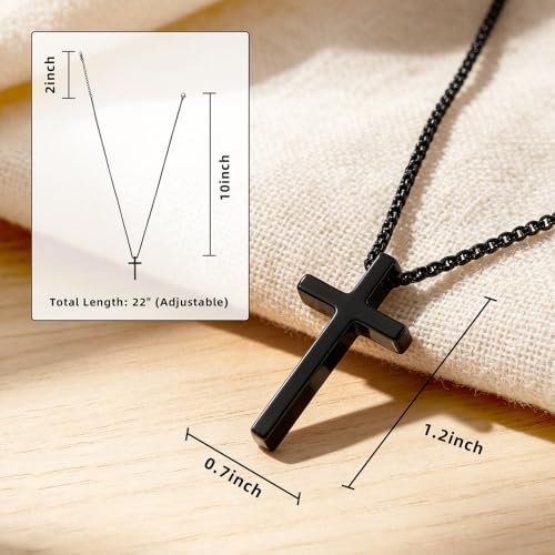 NZKNP Cross Necklace for Boy Teen Men, Birthday Gifts for Boys 8-14 - color: Balck, 14th