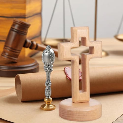 1 Set Wooden Standing Cross Decor, 5.7 Inch Hollowed Tabletop Crucifix, Catholic Religious Table Centerpieces Easter Room Ornament