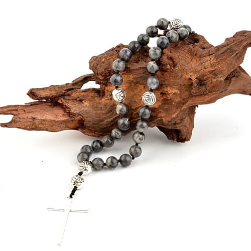 KIKILA Handmade 8mm Anglican Prayer Beads Rosary Natural Stone Beads with Cross Custom Rosary - style: Labradorite