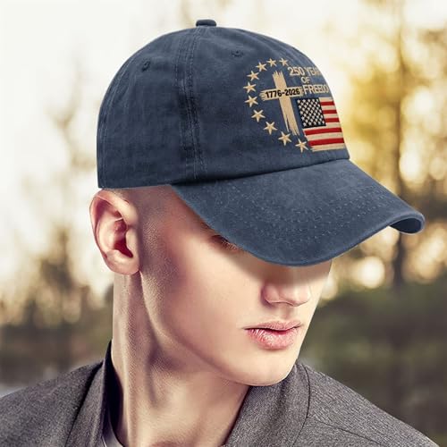 US 250 Years Freedoms 1776-2026 250th Birthday Embroidered Hats Garde Cap for Him - color: Us 250 Years Freedoms 1776-2026 250th Birthdaynavy Blue2