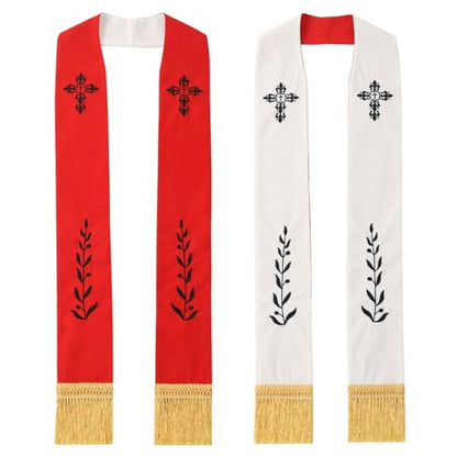 BLESSUME Church Clergy Pastor Reversible Stole - color: Red and White 2