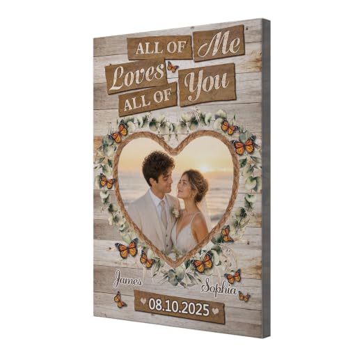 Ipplee Personalized Heart Eucalyptus Butterfly Love Quote Canvas Wall Art - color: Design9