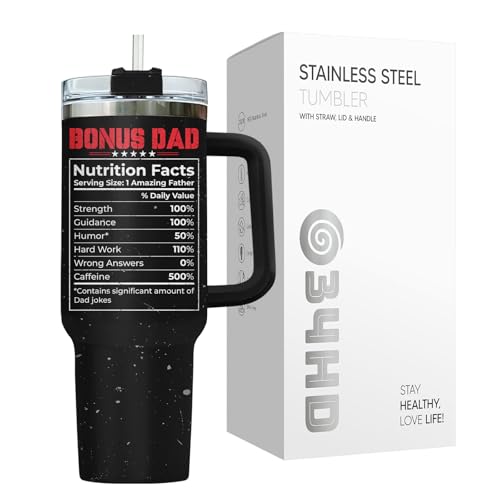 34HD Bonus Dad Best Step Ever Nutrition 40 oz Tumbler with Handle, Dad Gift - color: Best Bonus Dad Ever