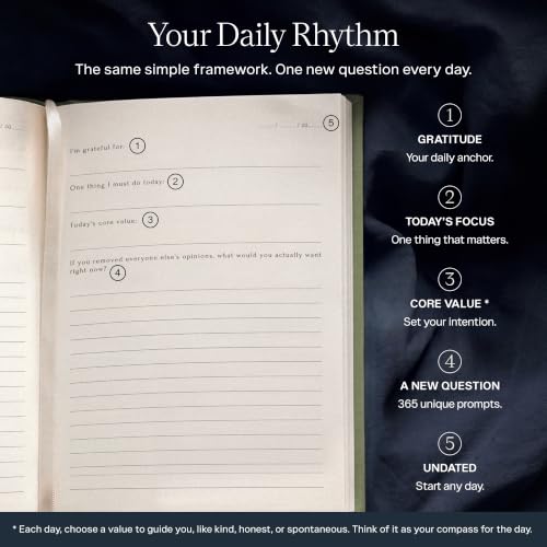 THE INNER VOICE Guided Journal for Women & Men, 365 Prompts for Self Care - color: Sage Green