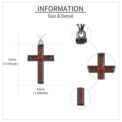 Cross Necklace Origami/Wooden/Caravaca/Faith Pendant Necklace Christian Religious Catholic Cross Jewelry Gift for Women Men - color: Black Wood Cross