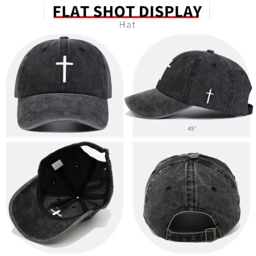 Black Baseball Cap Snapback hat for Men Snap Pack Hip Hop Mens Hat - color: Embroidered Cross 1
