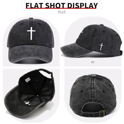 Black Baseball Cap Snapback hat for Men Snap Pack Hip Hop Mens Hat - color: Embroidered Cross 1