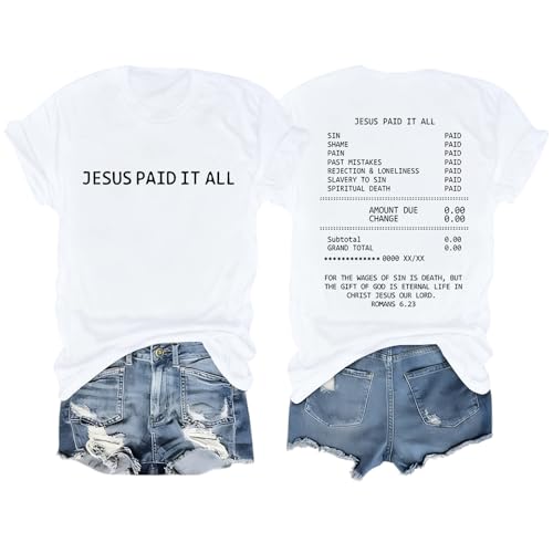 Christian Faith God Shirts for Women Jesus Bible Verse Shirt Religious Tshirts Vintage Graphic Tees Church - color: White, size: Medium