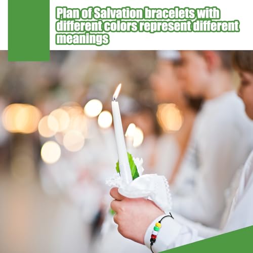 Misdary Plan of Salvation Bracelets Set with Prayer Cards, 6 Color Beads