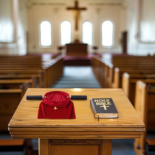 Church Tithe Offering Bags with Wooden Handles,Offering Baskets for Church with Handles for Churches Communion Supplies,Collection Basket for Church Offerings Accessories