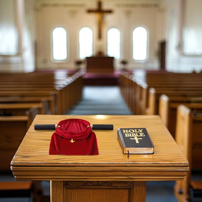 Church Tithe Offering Bags with Wooden Handles,Offering Baskets for Church with Handles for Churches Communion Supplies,Collection Basket for Church Offerings Accessories