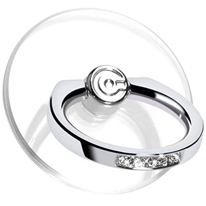 Transparent Phone Ring Holder Grip - EI Sonador Clear Cell Phone Ring Stand Holder Finger Grip Kickstand 360° Rotation, Compatible with Most of Phones, Tablets and Case (2 Silver Diamond) - color: 2 Silver Diamond