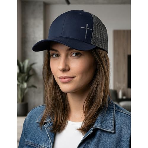 Christian Hats for Men Women,Jesus Cross Hat Christian Religious Gifts for Birthday/Christmas - color: 381.nany Blue