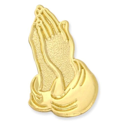 PinMart Christian Religious Lapel Pin - Cross, Faith & Church Accessories - color: Gold Praying Hands, size: 1 Piece