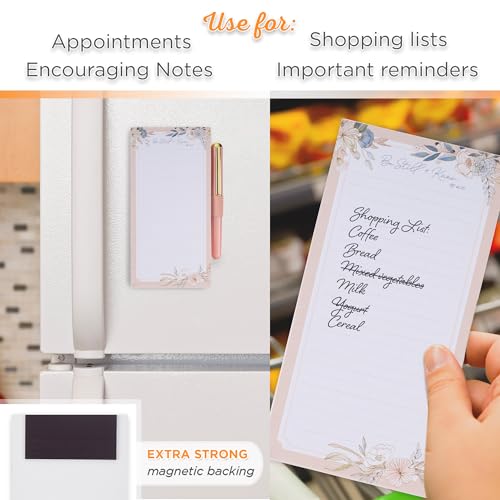 Christian Art Gifts Magnetic Notepad & Pen Set for Women, Be Still & Know - color: Soft Pink Floral/Be Still