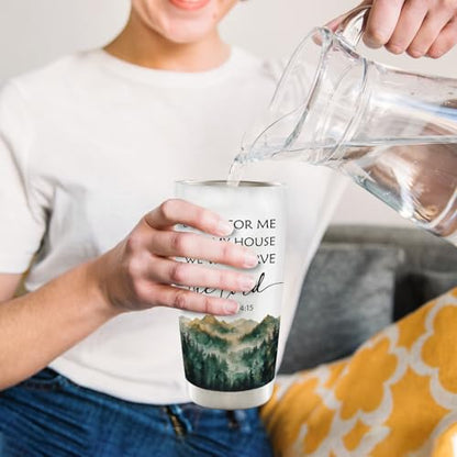 Christian Mountain 20oz Travel Coffee Mug Tumbler, Christian Gifts for Women Men, as for Me and My House We Will Serve Bible Verse Stainless Steel Tumbler with Lid and Straw - color: lord