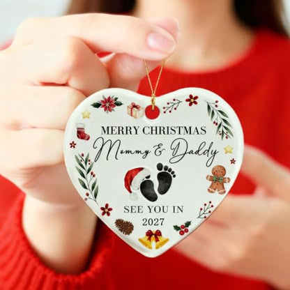 Merry for Expecting Parents - Expecting Parents to Be Unique Gifts - Baby Pregnancy Announcement Gift for Husband, Family, Grandparents - Baby Pregnancy Announcement Ornament 2027 - color: Mommy & Daddy-2027