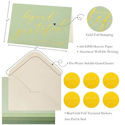 Crisky 4x6 Sage Green Beyond Grateful Thank You Cards With Envelopes & Stickers Simple, Chic, Elegant Greeting Cards Perfect for: Wedding/Business/Birthday/Graduation. 50 Pack - style: SageGreen